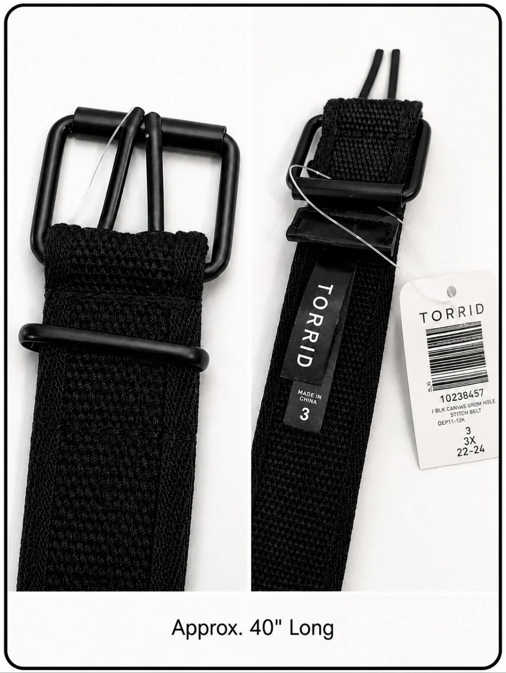 NWT Plus Sized Torrid Canvas Double Row Grommet Belt Goth Grunge Y2K Revival